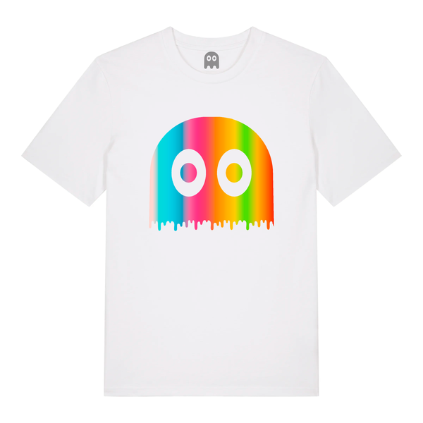 Camiseta Blanca de Algodón Orgánico Fantasma Arcoiris