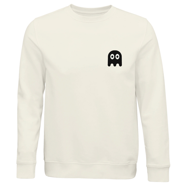 Sudadera Crema Fantasma Negro Pecho Izquierdo - Algodón Orgánico